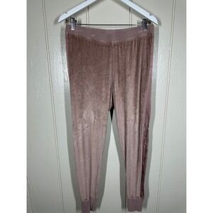 Hard Tail Joggers Womens L Pink Velour Forever Lounge Pants Side Stripe 7883